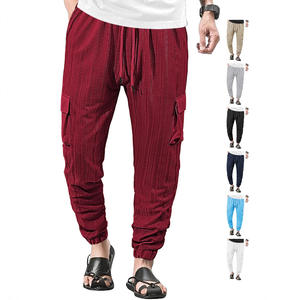 กางเกงคาร์โก้เอวยางยืดระบายอากาศได้ดีสำหรับผู้ชายในฤดูร้อน กางเกงทำงานลำลองมีกระเป๋า กางเกงโพลีเอสเตอร์น้ำหนักเบา - Product Image 3