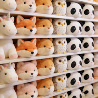 Boneka Hewan Lucu Super Lembut dari Bahan Katun PP, Desain Anime Kawaii Unicorn, Rubah, Shiba Inu, Burung Hantu, Panda, Grosir dan Dapat Dipesan Sesuai Keinginan untuk Pesta