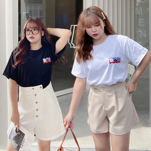 เสื้อยืดแขนสั้นผู้หญิงผ้าฝ้ายพิมพ์ลายดอกไม้สีขาว N8006 - Product Image 5