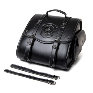 Sacoches de <span class=keywords><strong>moto</strong></span> Davidson <span class=keywords><strong>vintage</strong></span> rétro punk en cuir PU, sacs latéraux compatibles avec la plupart des motos tout-terrain, pièces de bagages arrière - Product Image 2