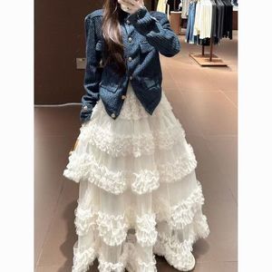 Women Elegant White Mesh Tiered Ruffle <strong>Maxi</strong> <strong>Skirt</strong> High Waist Flowy Layered <strong>Tulle</strong> Long <strong>Skirt</strong> Casual Party Vacation <strong>Skirt</strong> - Product Image 4