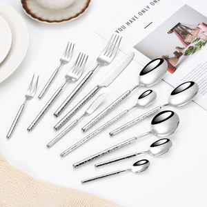 高品质圆钻锤柄304不锈钢餐具刀叉勺12件套豪华婚礼餐具套装 - Product Image 2