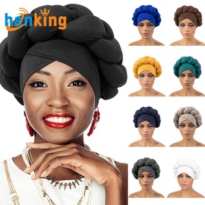 Ehanking Braid Twist Big Turban Cap Solid Color Head Wrap Stylish Hijab Head Scarf <b>Women</b> Bonnet Beanies <b>Chemo</b> <b>Hats</b> - Product Image 2