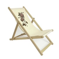 Chaise longue de qualité supérieure avec dossier réglable, impression numérique intégrale, cadre en bois de hêtre durable pour usage extérieur, hôtel, parc, pêche