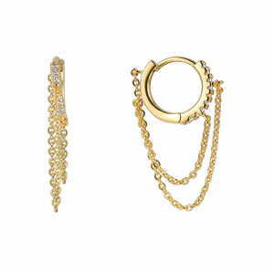 Elegant Luxurious Bling Hoop Earrings New Fashion Bohemian Style Rhodium-Plated Crystal Chains Tassels Classic Brass Alloy for - Product Image 4