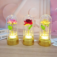 Vente en gros de lumières de nuit en forme de rose en verre LED, boîte à bijoux en forme de rose éternelle pour la Saint-Valentin, les anniversaires, les mariages