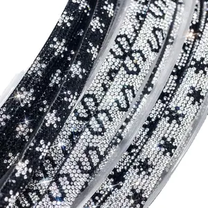 Yarım daire kristal şerit kordon ayakkabı dekorasyon kristal dize 6mm yuvarlak rhinestone halat kristal zincir