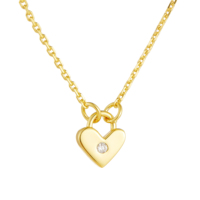 Collar de Plata 925 con Colgante de Corazón, Joyería de Moda Única, Chapado en Oro, Suministro al por Mayor Psj