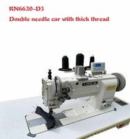 Modèle de machine à coudre spéciale RN-6620D3 pour sièges de voiture à plateau plat en tissu épais, machine à coudre à double aiguille robuste pour cuir PVC