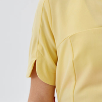 Ensemble de blouses médicales personnalisées pour femmes, tissées, col en V, manches courtes, fermeture éclair au dos, taille à cordon de serrage, multi-poches, extensible et respirant, pour infirmières