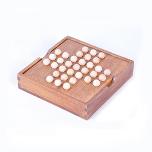 Tabletop Marble <strong>Board</strong> and Wooden <strong>Solitaire</strong> <strong>Games</strong> Set with Chess Pieces - Product Image 4