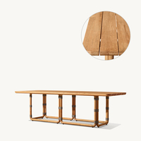 Ensemble de salle à manger en teck moderne et durable, table et chaises d'extérieur pour patio, jardin, hôtel, appartement, imperméable pour utilisation en parc