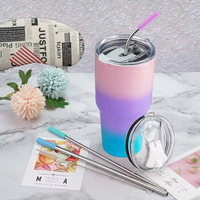 Gobelet de voyage personnalisé avec logo, 30 oz, revêtement poudré, double paroi, isolation sous vide, en acier inoxydable, avec couvercle