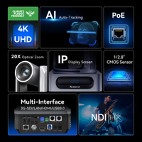Cámara de Conferencia Tenveo VX20M NDI 4K AI 20X y Controlador de Teclado IP KB200MAX con Pantalla LCD de 5'' y Joystick 4D, Sistema de Conferencia