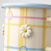 YEKEA Mug Enamel 16.7oz Motif Bunga Daisy 3D Pola Kotak-kotak Pastel Cangkir Kopi Dapat Digunakan Kembali Mug Minum Estetis Untuk Pengecer