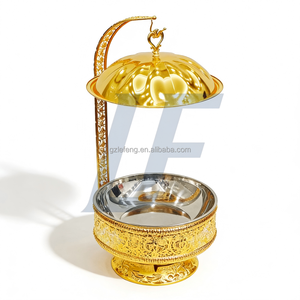 웨딩 파티 연료 가열 뷔페 케이터링 음식 보온기 뷔페 골든 샤핑 행잉 골드 브래스 차핑 디쉬 - Product Image 4