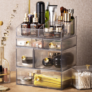 Transparent Cosmetic <b>Storage</b> Box Tiered Plastic Desktop Organizer Stackable Makeup Skincare Holder Large Capacity <b>Dressing</b> <b>Table</b> - Product Image 1