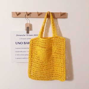 Sac fourre-tout en crochet à bandoulière avec un design en herbe tressée à <span class=keywords><strong>la</strong></span> mode, cadeau bohème, sac à main en coton tissé pour femmes, sac fourre-tout de plage - Product Image 4