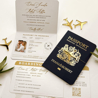 Maßgefertigte Goldfolie Reisepass Hochzeitseinladung Bordkarte RSVP-Karten-Set Reise-Thema Event-Einladung