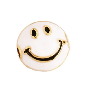 Jinyuan Copper Happy Smiley Face Enamel Spacer Beads for jewelry making