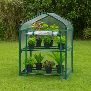 Mini invernadero de 2 niveles para plantas 69x49x95 cm, estructura de acero con cubierta de PVC, para uso en balcón o jardín. - Product Image 5