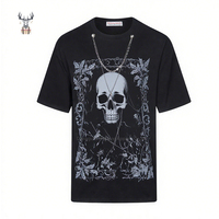 Nanteng Custom Sommer Baumwolle Trendy Street Style Hip Hop Schädel Druck mit Kette Dekoration Rundhals ausschnitt Kurzarm Herren T-Shirt