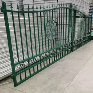 European Wrought Iron Main Gate Deer Designs 16foot Fancy Double Door Driveway Gates Wrought Iron Gate