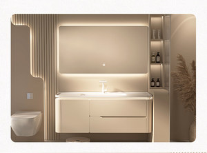 Modern <b>oak</b> painted ceramic integrated basin bathroom cabinet combination bathroom washbasin hand washbasin - Product Image 5