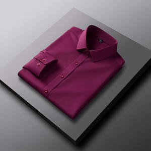 RNSHANGER Chemises habillées unies pour hommes Chemises décontractées à manches longues sans repassage Chemises formelles sociales blanches noires grises rouges pour hommes - Product Image 3