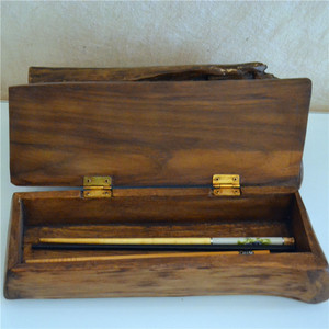 Boîte à baguettes en bois massif faite à la main, style d'Asie du Sud-Est, boîte de rangement de bureau rectangulaire, ornement, récipient alimentaire - Product Image 5