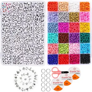 DIY Set Jewelry Making Kit Beads For Bracelets Bead Craft Kit Set Glass Pony Seed Letter Alphabet Beads