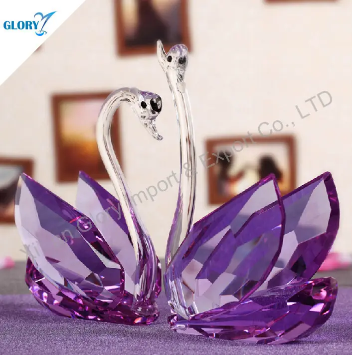 OEM 최고 판매 새로운 도착 블루 핑크 그린 크리스탈 백조 장식 웨딩 메모리 비즈니스 이벤트 파티 크리스탈 기념품