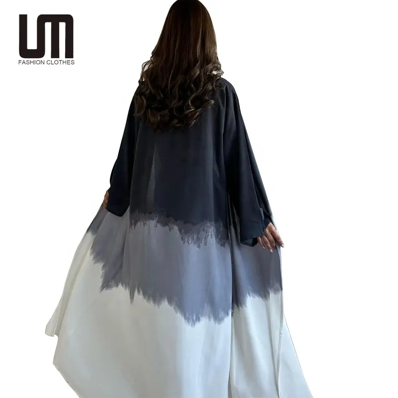 Liu Ming Wholesale 2024 Women 2 Piece Islamic Clothing Open Abayas Inner Dress Muslim Dubai Evening Loose Kaftan Sets