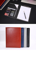 Custom Logo Top Quality Leather Business Portfolio File Folder A4 Document Folder Notepad with Calculator
