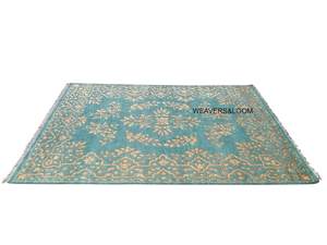 Alfombra Oushak Azul Turquesa Anudada a Mano, Alfombra Oriental de Lana, Alfombra Vintage, Alfombra Turca Boho para Sala de Estar - Product Image 5
