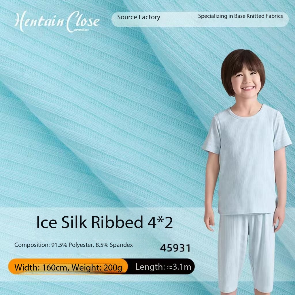200g Tricot 4*2 Rib Knit Fabric Double-Sided Stretch Anti-Bacteria Breathable Cooling Material For Girls Sleepwear & T-Shirts