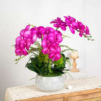 Fleurs d'orchidées artificielles réalistes en gros, 7 têtes, 88 cm, pour décoration de fête