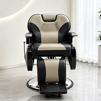 Fauteuil de Barbier Vintage en Cuir PU Effet Huile pour Salons – Chaise Pivotante Inclinable et Réglable en Hauteur pour Permanente/Coloration et Coiffure Homme