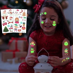 Cute Smiley Face Christmas Face Glow Stickers Pegatinas de <span class=keywords><strong>tatuaje</strong></span> temporal para niños - Product Image 1