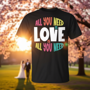 T-shirt avec citation rétro « All You Need Is Love » pour la Saint-Valentin, mariage, amusement, promotion - Product Image 3
