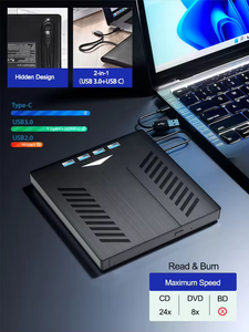 Grabadora de CD Portátil y Multifuncional 7 en 1 Personalizable, Unidad Óptica Externa USB, Reproductor de DVD, Lector de Tarjetas - Product Image 4