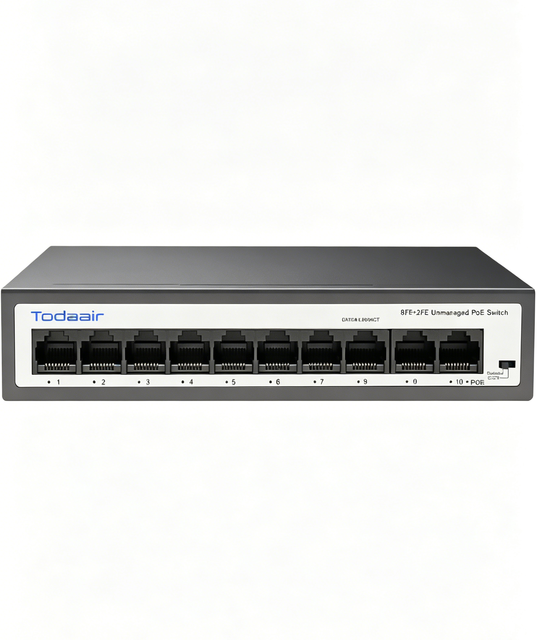 8 Port PoE Switch 8-Port 10/100Mbps PoE with 2 Uplink, IEEE802.3af/at, 90W Total PoE Budget, for Cctv& Home Network