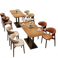 Ensembles de tables et chaises commerciaux modernes et minimalistes en bois massif pour cafés, salons de thé, bars ; banquettes et canapés personnalisables