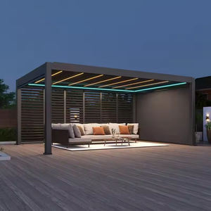 Gazebo extérieur en aluminium avec toit à persiennes, revêtement en poudre écologique, double vitrage trempé, structure en aluminium durable, pour jardin et véranda. - Product Image 6