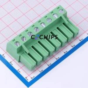 DB3EK-7.62-8P-GN-S Plug-in Terminal Block P=7.62mm Connector Male Plug 1x8P 7.62mm Green - Product Image 1