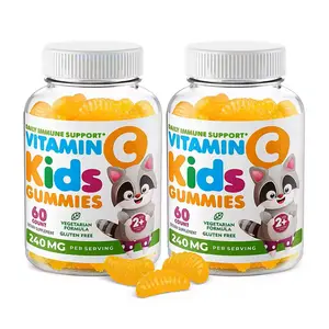 Private Label Gluten Free Vegetarian Formula dukungan imun harian Vitamin C suplemen Gummies anak-anak Gummies