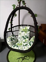 Fauteuil suspendu en forme d'œuf LE avec support en acier - Panier suspendu d'extérieur - Balançoire en rotin de loisirs - Berceau double