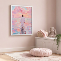 Impression sur toile Jésus marchant sur l'eau, art mural chrétien, peinture pastel de la foi pour la décoration du salon et de la salle de prière