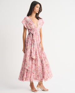 Robe Formelle Plissée à Col Croisé et Taille Froncée en V Profond pour Femme, Modèle Décontracté Populaire Personnalisé LEDUO - Product Image 3