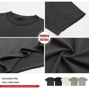 Camiseta de Verano para Hombre, Estilo Vintage, 100% Algodón, 275G, con Dobladillo, Lavada, Batik, Holgada, Lisa, de Manga Corta - Product Image 6